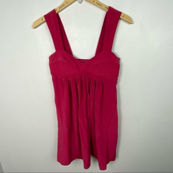 Revolve Black Halo 100% Silk Babydoll Dress Fuchsia Pink Mini Sweetheart Neck M - Picture 7 of 10